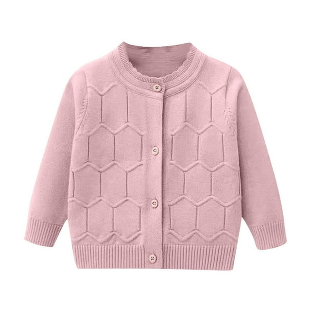 AherBiu Chandail Tricoté à Col Rond pour Tout-Petits, Veste Boutonnée pour Filles, Automne Hiver, Cardigan Uni pour Enfants