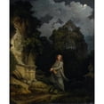 thumbnail image 2 of Philippe-Jacques de Loutherbourg 15x18 Black Ornate Wood Framed Double Matted Museum Art Print Titled - Visitor to a Moonlit Churchyard, 2 of 5