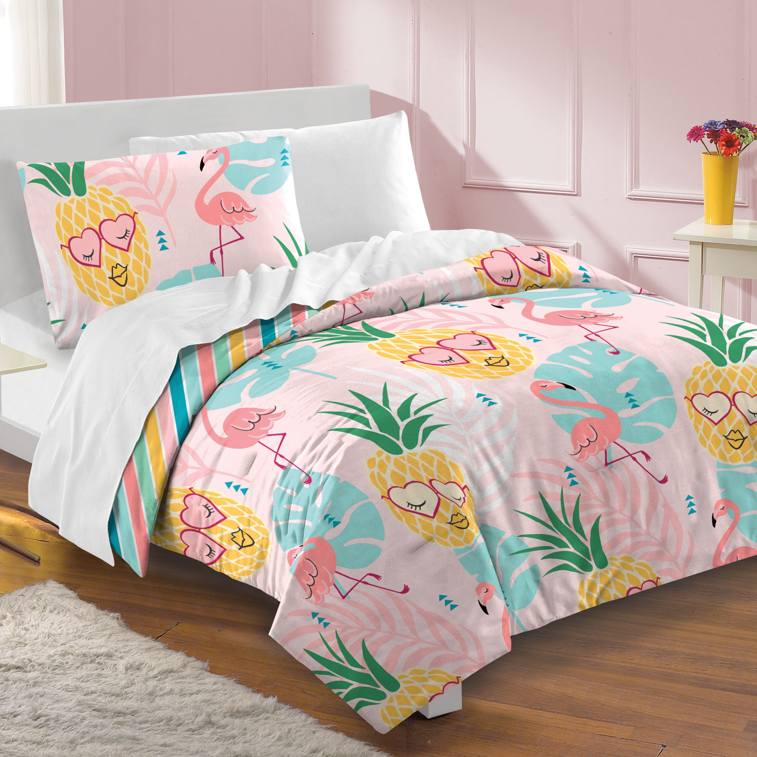 Dream Factory Pineapple Twin Comforter Set Pink - Walmart.com