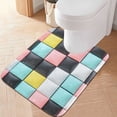 thumbnail image 2 of Yayeee Bath Rugs for Bathroom Floor Set of 2 Non Slip Fluffy Soft Absorbent Mat, Gray Checkered Pattern, 2 of 7