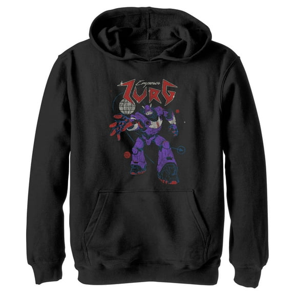 Boy's Lightyear Emperor Zurg Distressed  Pull Over Hoodie Black X Large