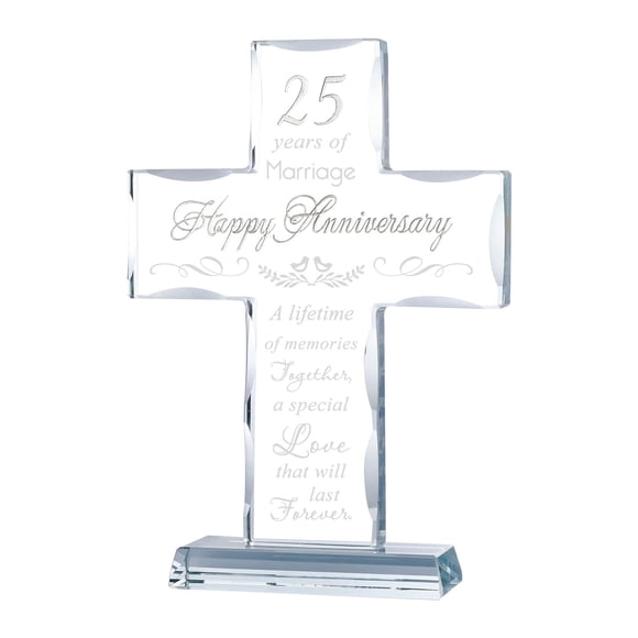 Regalos de 25 aniversario de boda de Glass Cross YWHL para pareja