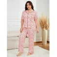 thumbnail image 4 of ebukurty Plus Size Pajama Sets for Women 2 Piece Short Sleeve Heart Print Soft Valentines Day Pajamas, Sizes 1XL-4XL, 4 of 7
