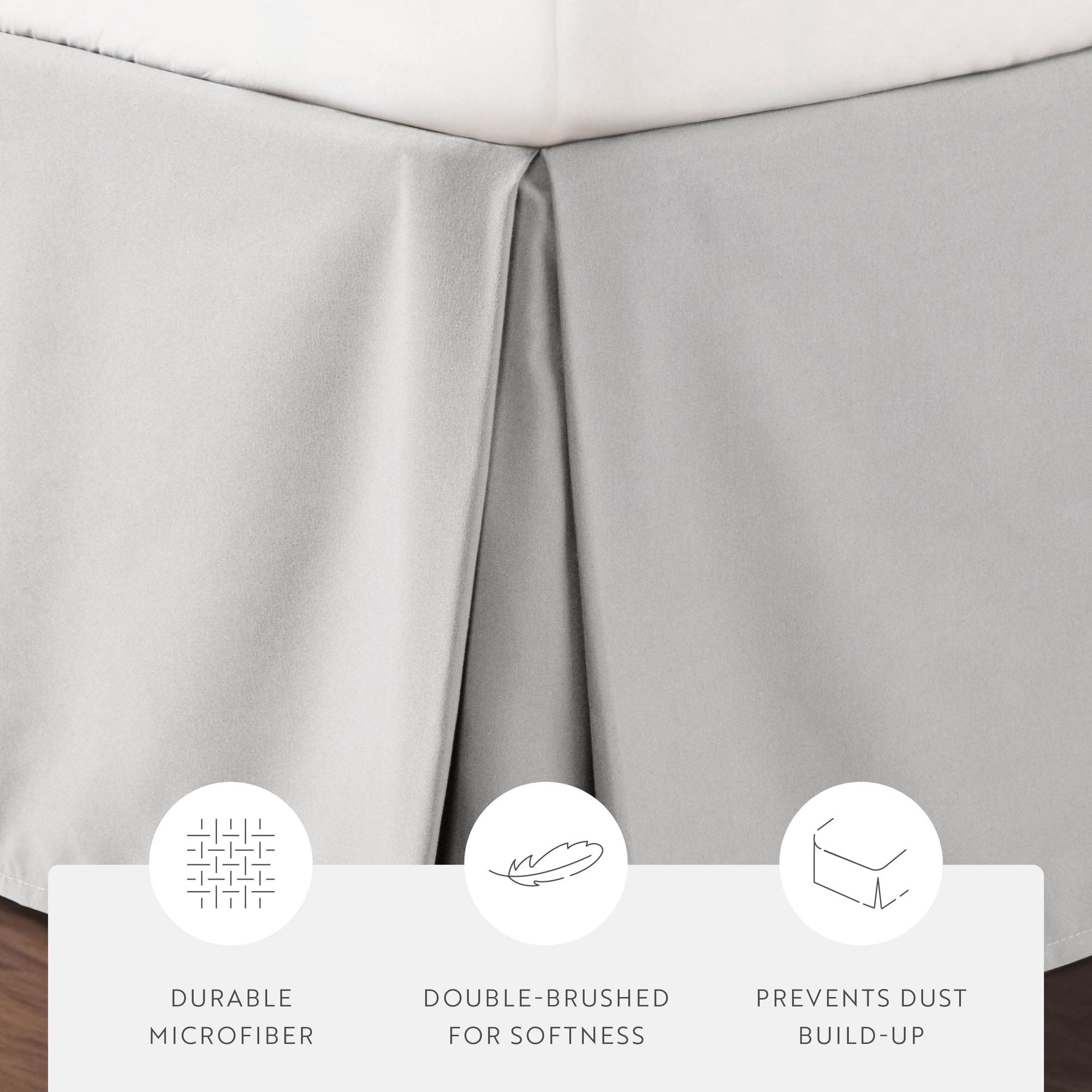 Noble Linens Light Gray Pleated Dust Ruffle Bed Skirt, King