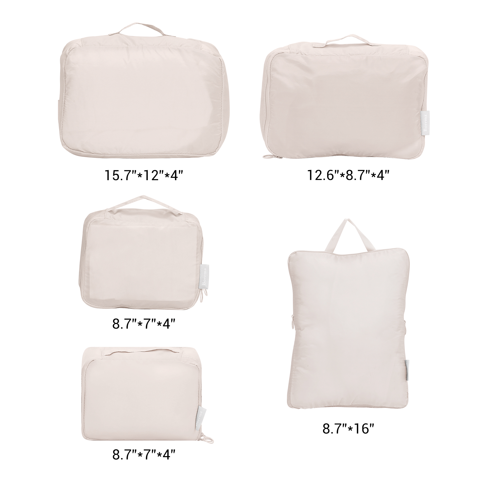 Unique Bargains 6 Set Travel Bag Toiletry Bag Lightweight Travel Accessories Beige