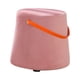 thumbnail image 3 of Reposapiés Otomano Redondo Portátil, Marco de Madera Maciza con Asa, Banco de Zapatos de Cambio Resistente Multifuncional de 10,6 Pulgadas de Alto Par Rosa Macarena Otomana redonda, 3 of 8