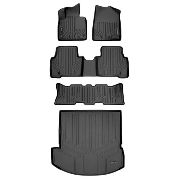SMARTLINER 4 Rows Custom Fit Floor Liners Compatible with 2013 - 2018 Hyundai Santa Fe 6 Passenger and 7 Passenger (Gasoline)