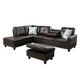 thumbnail image 2 of Aukfa Sectional Sofa, Living Room Couch with Storage Ottoman, Cup Holder, Leather, Brown, 2 of 10