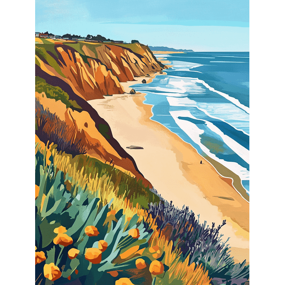 Coastal Cliffs Ocean Beach Canvas Print/Wall Art， Suitable for Living Room， Bedroom， Bathroom， Office， and Hotel Decoration.