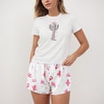 thumbnail image 6 of vigerkar Womens Pajamas Set 2 Piece Short Sleeve Top and Shorts Pj Set Bow Printed Casual Short Set 2025 Summer Cute Lounge Sleepwear White, L, 6 of 9