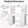 thumbnail image 6 of Lacoo Vanity Desk with Mirror and LED Lights, Makeup Vanity with 7 Drawers & 4 Shelves, Vanity Table with Power Outlet for Bedroom Dressing Room, White, 6 of 8