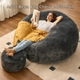 thumbnail image 4 of Toject Bean Bag Chair for Adults, Oversize Bean Bag Chair with Ottoman, Large Bean Bag Sofa with Removable Washable Cover, Lazy Sofa for Living Room, Dark Gray, 5 Ft, 4 of 11