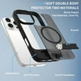 thumbnail image 5 of Magnetic Compatible with iPhone 16e Case, [Built-in Invisible Kickstand][Compatible with MagSafe] [Military Grade Shockproof] Slim Translucent Matte Phone Case for iPhone 16e, Black, 5 of 6