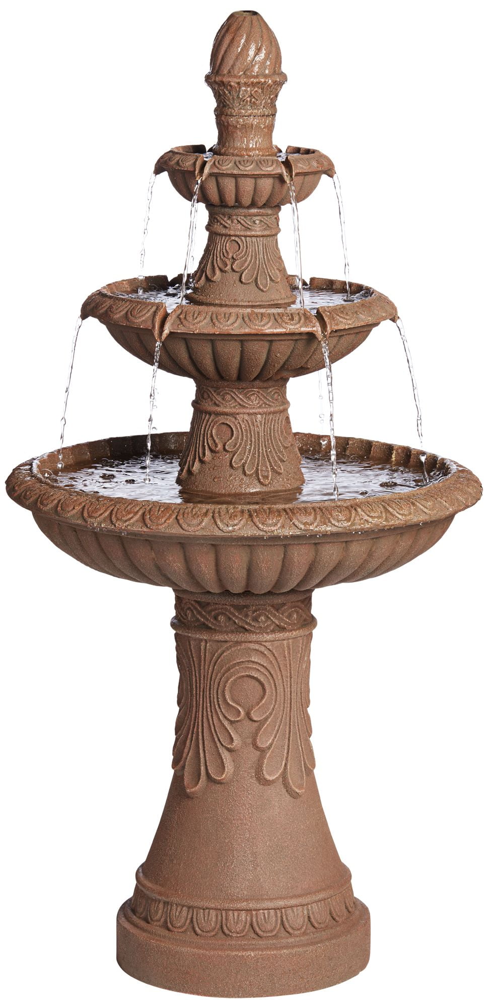 Noir 45 3 4 High Faux Stone 3 Tier Led Outdoor Fountain Walmart Com Walmart Com