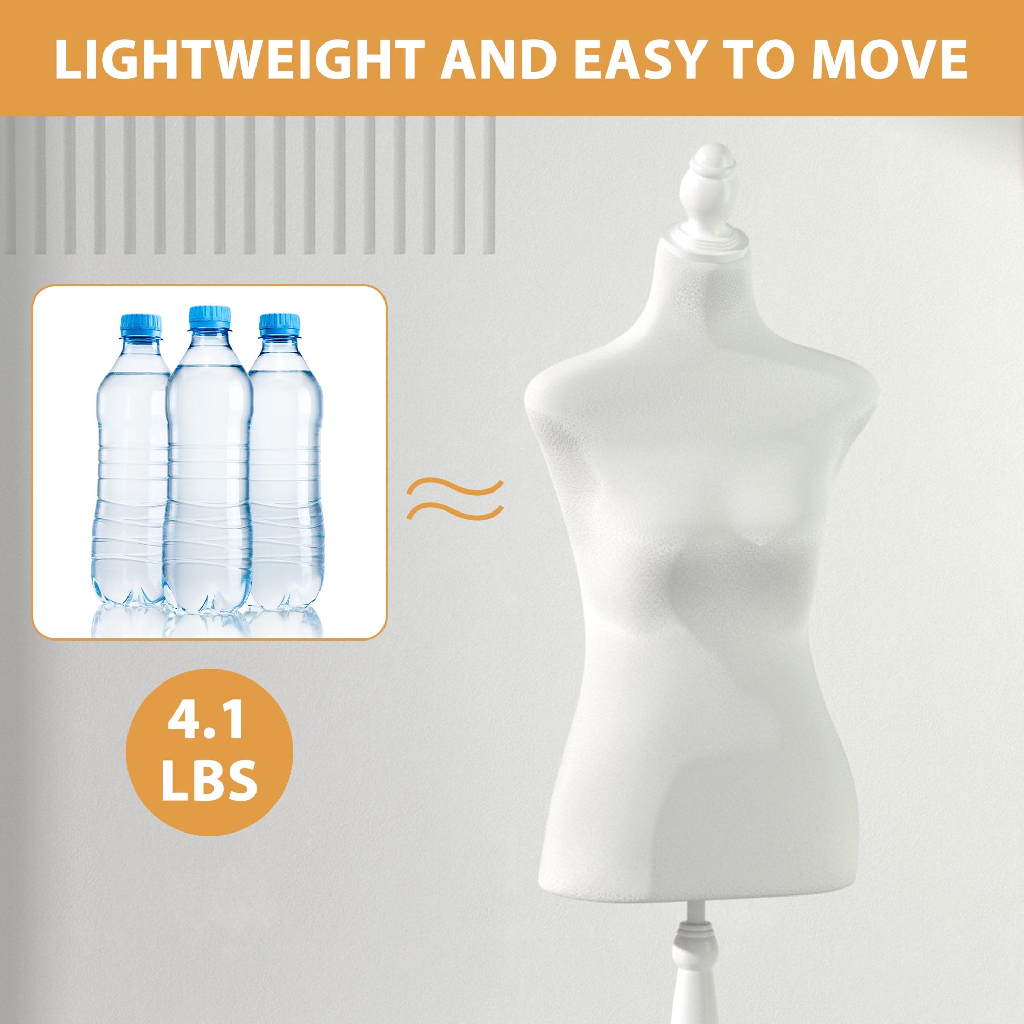 YRLLENSDAN Mannequin Body Dress Mannequin With Stand 49.6-63.4 Inch Height Adjustable Wooden Tripod Stand High Density Foam Sewing Mannequin Female Mannequin Full Body Dress Forms Dress Form  (White)