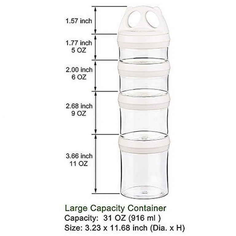 BeneLabel Snack Jars 4-Piece Twist Lock Stackable Containers Travel,  Formula Travel Container for Storing Milk, Protein Powder, Snacks, Travel  Items, BPA Free(White, 31oz) 