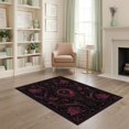 thumbnail image 2 of ODIKA 4'x6' Washable Area Rug Stain Resistant, Low Pile, Easy Care Black Burgundy Celestial Floral Design Intricate Lunar Motif with Ornate for Dorm Room, Small Living, 2 of 7