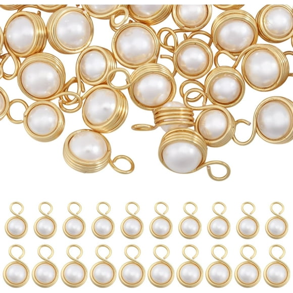Natural Freshwater Pearl Pendant White Natural Pearl beads with Copper Wire Wrapped Pearls Pendant Charms for Jewelry Making Earring Necklace Bracele DIY Craft Supplies