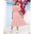 thumbnail image 3 of Vestido AUSELILY para mujer, cuello en V, manga corta, color rosa S, 3 of 6