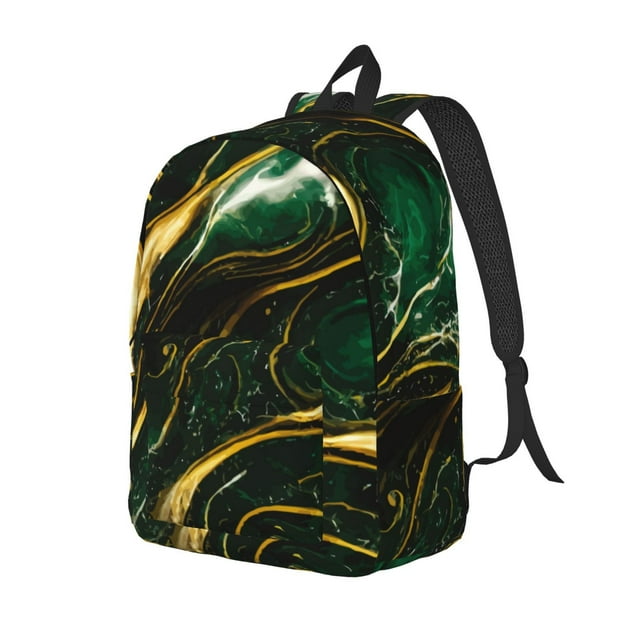 Saiise Sac à Dos pour Ordinateur Portable Imprimé Marbre Vert - Bretelles Réglables, Résistant à l'Eau, Grande Capacité, Design Élégant, Unisexe pour École, Bureau, Voyage-Petit
