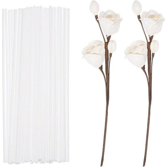 uxcell 102Pcs Reed Diffuser Sticks Set, Fiber Fragrance Flower Reed Diffuser Replacement Refill Sticks Flower Decor with Plastic Bottle for Home, Hotel, Office (White)