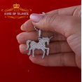 thumbnail image 4 of 10K White Gold Finish Silver Unicorn Pendant with Lab Created Diamonds, 4 of 12