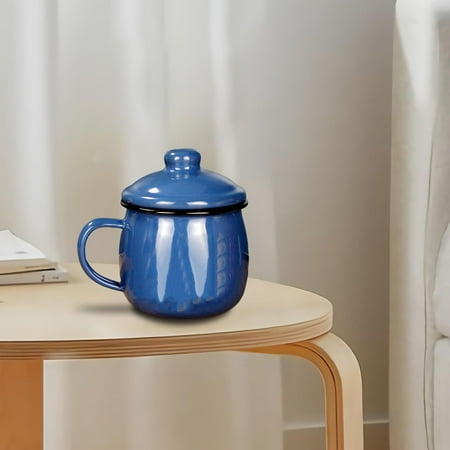 

380 Ml Enamel Drinking Cup Coffee Cup with Handle Tea Cup Enamelware for Dining Blue