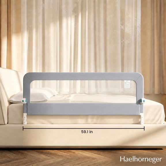 Bed Rails for Toddlers, Baby Bed Rail Guard Foldable Toddler Bed Rail (Gray, 59in Sizes)