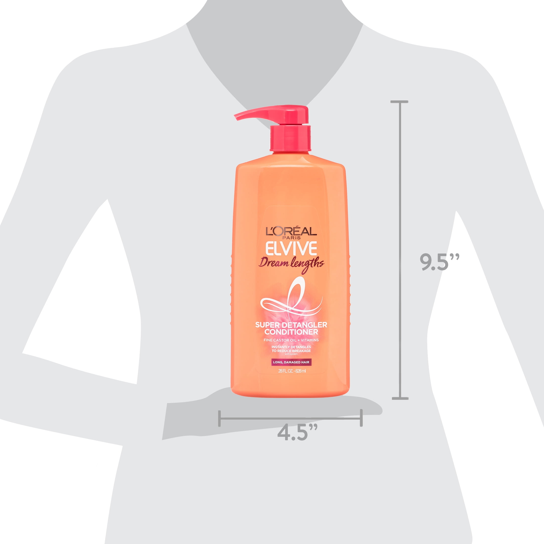L'Oreal Paris Elvive Dream Lengths Detangling Conditioner for Long Hair, Squeeze Bottle, 28 fl oz