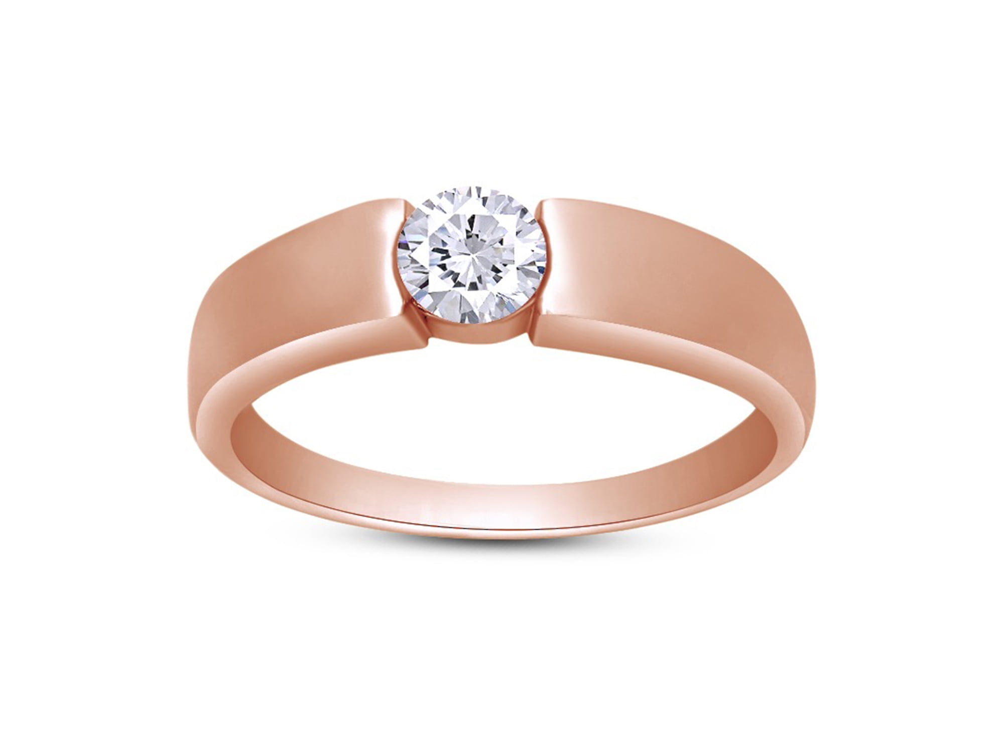 AFFY White Cubic Zirconia Anniversary Wedding Band Ring 14k Rose Gold Over Sterling Silver Ring Size 11.5 