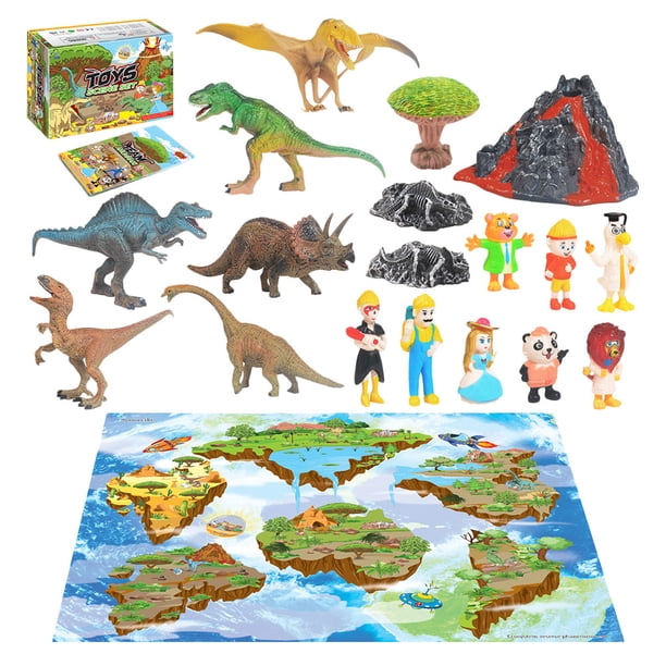 20pcs Volcano Dinosaur Models Juego de escena de juguete realista Juguetes educativos para niños