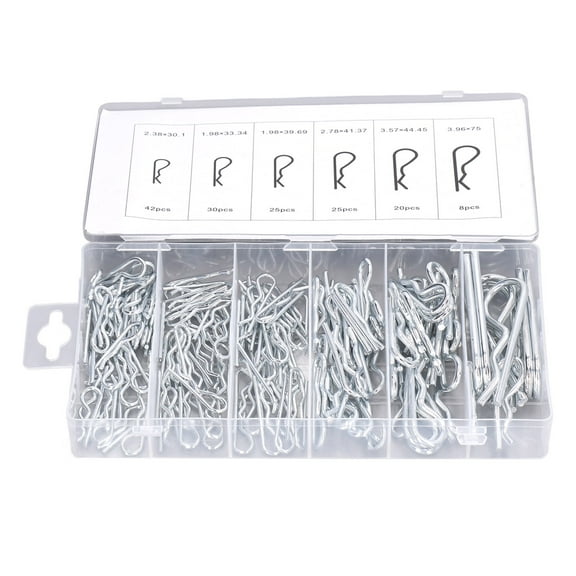 150PCS Spring Cotter Pin , Galvanized Steel R Clips R Type Cotter Pin Assortment Set Galvanized Steel R Shaped Trailer Hitch Pins Fastener