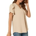 thumbnail image 5 of Otvok Tops for Women Short Sleeve Solid Comfortable Breathable V-Neck Blouses Shirt, 5 of 6