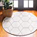 thumbnail image 3 of Unique Loom 3151501 7 x 7 ft. Geometric Trellis Frieze Round Rug, Ivory, 3 of 15