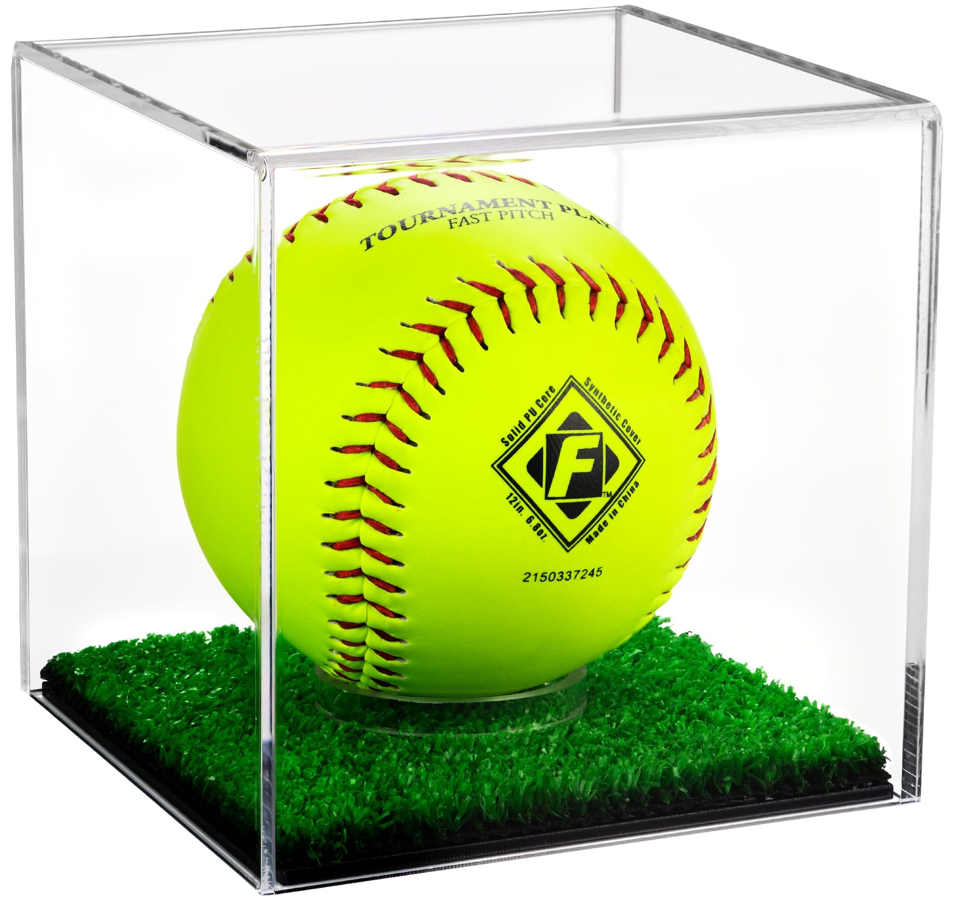 Deluxe Clear Acrylic Softball Display Case with Turf Bottom (A081CTB