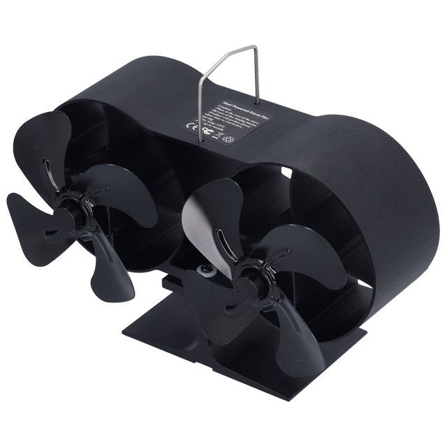 M Buder Ventilador de Estufa de Doble Cabezal 8 Aspas Ecológico Funciona con Calor para Chimenea de Leña 20.5 cm / 8.1 inches Aleación de Aluminio Silencioso Automático Eficiente