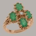 thumbnail image 2 of LBG British Made 10k Rose Gold Cubic Zirconia & Emerald Womens Engagement Ring - 33 size options - Size 6.25, 2 of 6