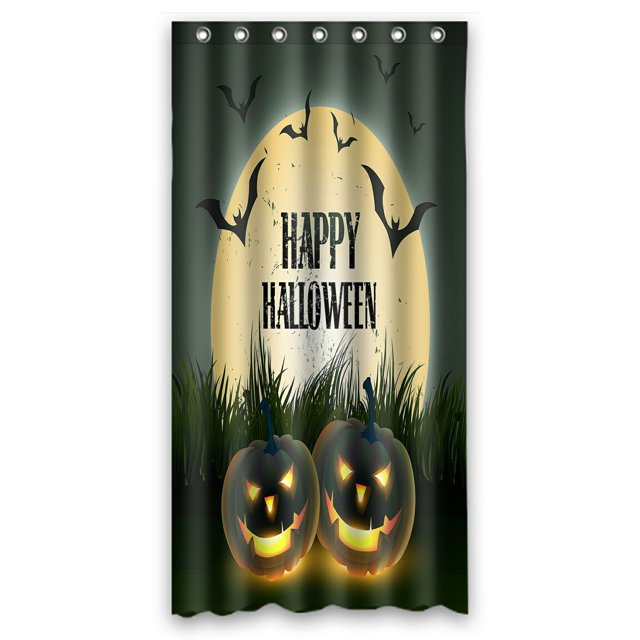 Cortina de ducha ABPHQTO de poliéster impermeable con diseño de Halloween 90x180 cm