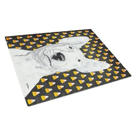 

Caroline s Treasures SC9534LCB Bull Terrier Candy Corn Halloween Glass Cutting Board Large 12H x 16W multicolor