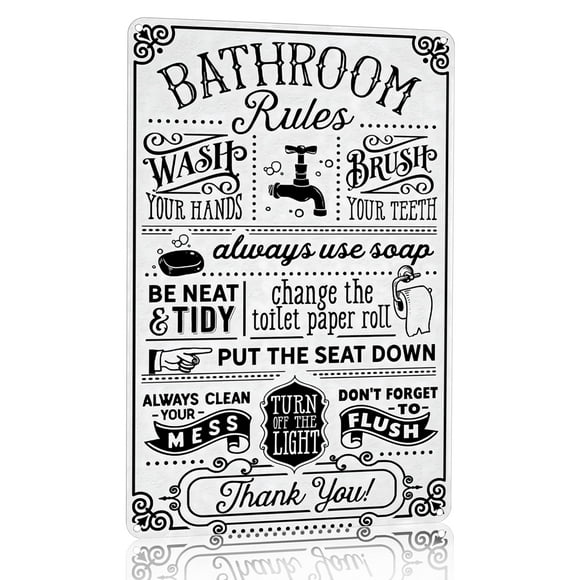 Crazysign Letrero Divertido Para Decoración De Baño, Reglas De Baño, Citas, Arte De Pared, Cartel De Hojalata Vintage De 8X12 Pulgadas (3092)