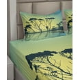 thumbnail image 6 of Ambesonne Country Fitted & Top Sheet Set with Shams, Tree Silhouettes Scenic, Yellow Blue, 6 of 8
