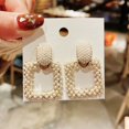 thumbnail image 3 of Pendientes colgantes de perlas JAMW bohemios dorados geométricos para mujer, 3 of 5