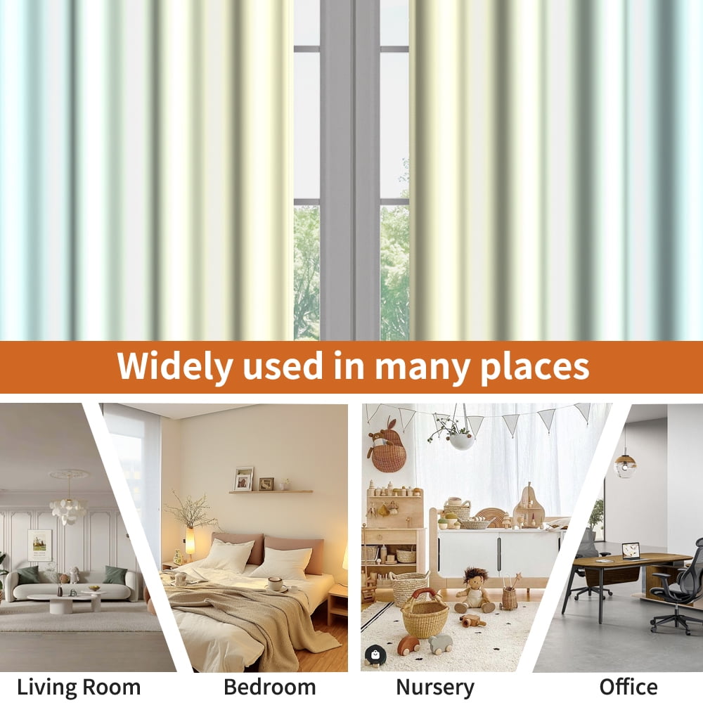 Lfeey Blackout Curtain for Living Room 63 inch Length, Light Blue Yellow Gradient Curtain, 2 Panels