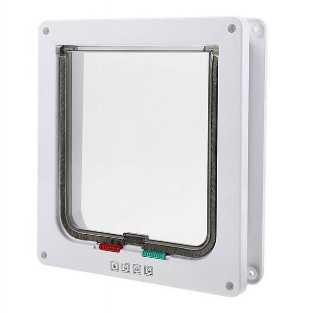 Cat Door for Interior Doors - 2-Way or 4-Way Locking Pet Door Flap - Privacy for Cat Litter Box or Automatic Feeder - Durable Frame, DIY Easy Install, Hardware Kit