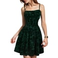 thumbnail image 3 of Women's Mini Dress Spaghetti Strap A Line Short Dresses Dark Green S, 3 of 6
