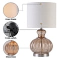 thumbnail image 3 of C Cattleya 20.25” Brown Gourd Table Lamp with Glass Base and Linen Shade, 3 of 6
