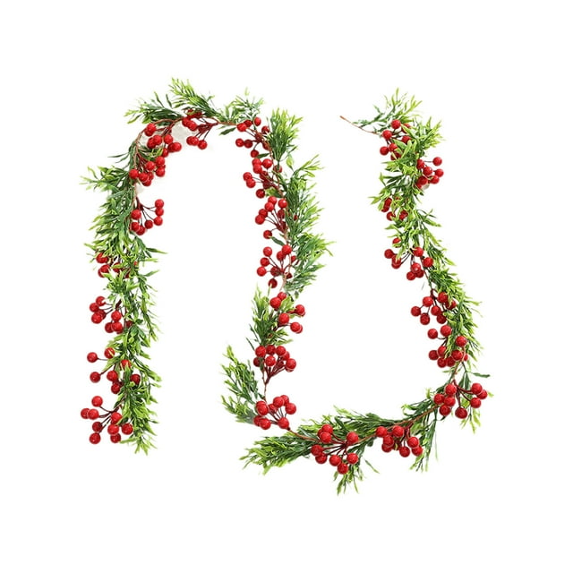 Décorations de Noël Extérieures Simulation Rotin Fenêtre Fruits Rouges Fête Accent de Noël Guirlande Cadeau Décorations de Noël