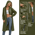 thumbnail image 2 of Busydd Fall Jackets for Women 2025 Solid Color Drawstring Zip Up Hoodie Casual Comfy Long Sleeve Fall Shirts Side Slit Long Trench Coats with Pockets S, 2 of 9