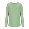 thumbnail image 3 of Santa Sweaters for Women 2024 Womens Long Sleeve Shirts V Neck Casual Tops Loose Dressy Basic Fall Fashion Trendy Fall Clothes S-74 Green S, 3 of 5