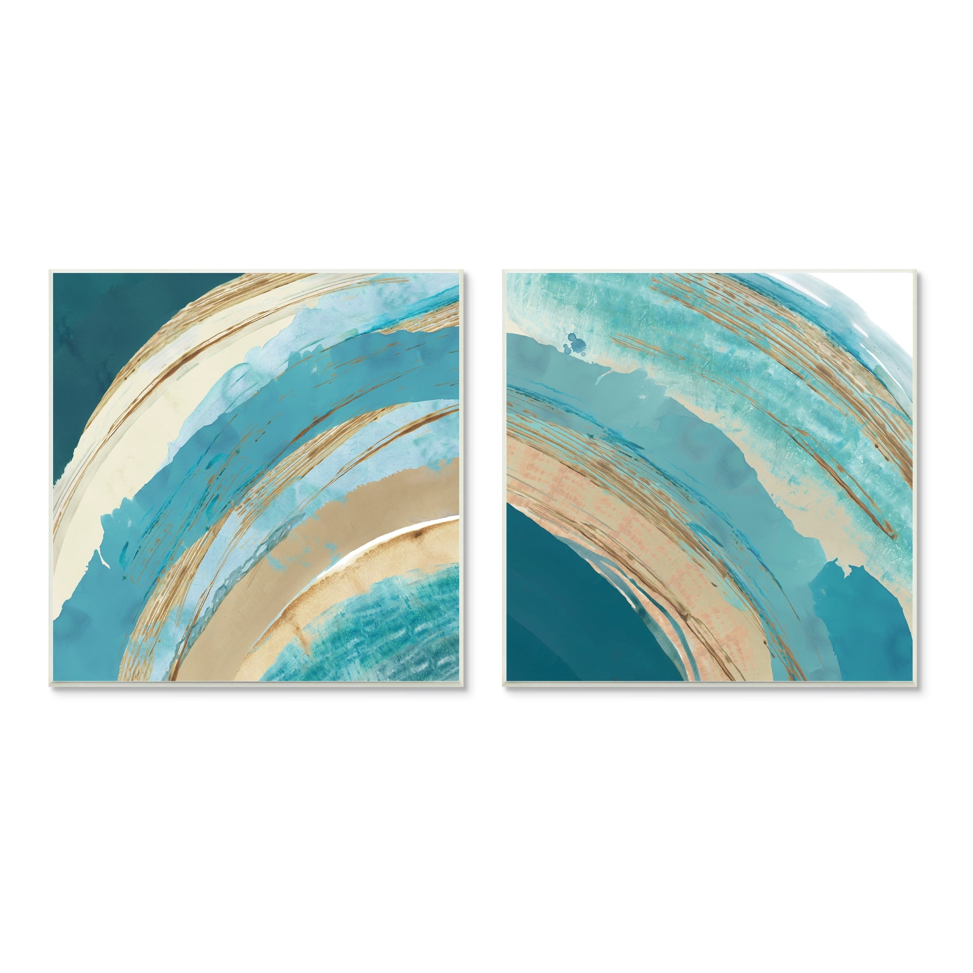 Stupell Industries Playful Abstract Turquoise Rainbow Asymmetrical Arches ,2pc, each 12 x 12,Designed by Flora Kouta